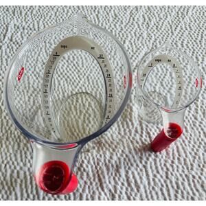 Set of OXO 4-Cup & 1-Cup Angled Measuring Plastic Cup Red Handle